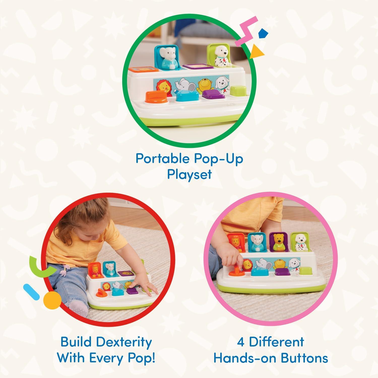 imageBattat  Cause  And  Effect Toy  Developmental Toy With Buttons ampamp Colors  Color Sorting Animal Toys  For Kids Toddlers Babies  18 Months  Pop  Up PalsPopup Pals