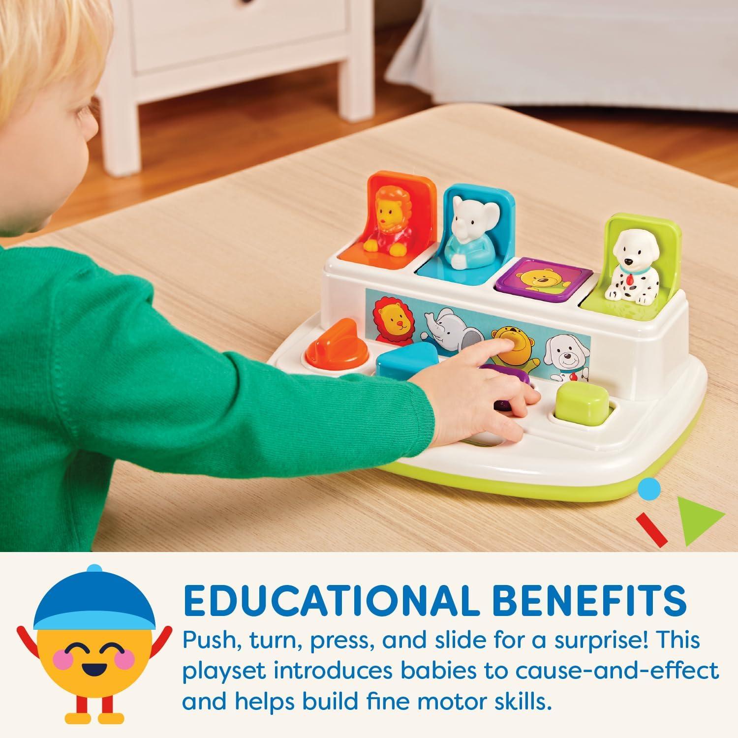 imageBattat  Cause  And  Effect Toy  Developmental Toy With Buttons ampamp Colors  Color Sorting Animal Toys  For Kids Toddlers Babies  18 Months  Pop  Up PalsPopup Pals