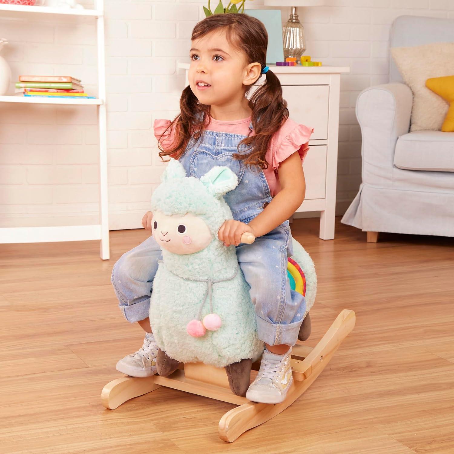 imageBattat Zebra Rocking Horse Wooden Rocker ampamp Plush Body Active Play Toy Sturdy ampamp Durable 12 Months Rockin ZebraLlama