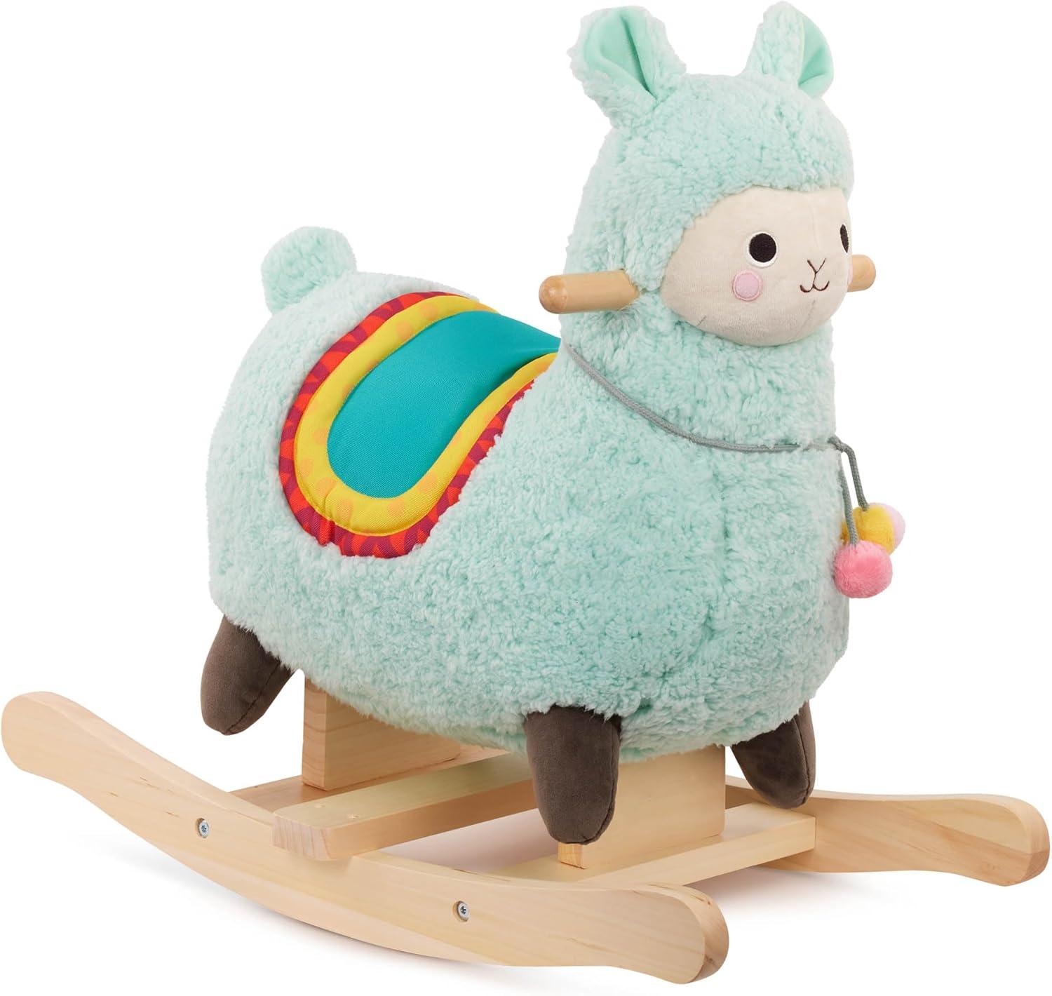 imageBattat Zebra Rocking Horse Wooden Rocker ampamp Plush Body Active Play Toy Sturdy ampamp Durable 12 Months Rockin ZebraLlama