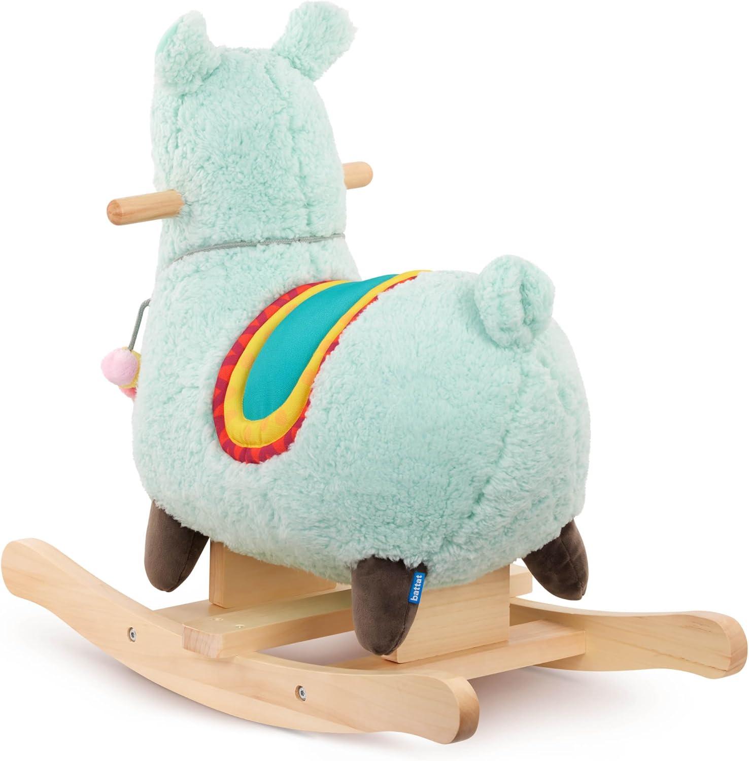 imageBattat Zebra Rocking Horse Wooden Rocker ampamp Plush Body Active Play Toy Sturdy ampamp Durable 12 Months Rockin ZebraLlama