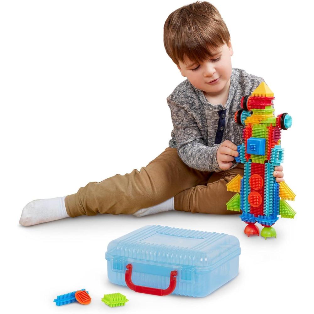 imageBattat  Bristle Blocks  STEM Interlocking Building Blocks  50 Pieces Playset  Reusable Carry Case  Developmental Toys for Toddlers ampamp Kids  Basic Builder Case  2 Years50 Pcs Blue Case