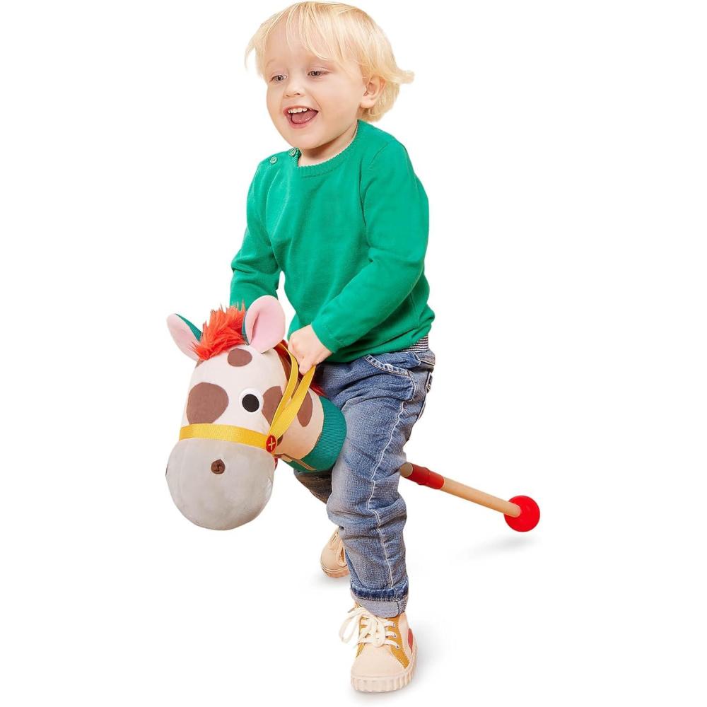 imageBattat  Classic Hobby Horse  Plush Stick Horse  Wooden Pole ampamp Sensory Textures  Realistic Sounds  2 Years  Pony PalHobby Horse