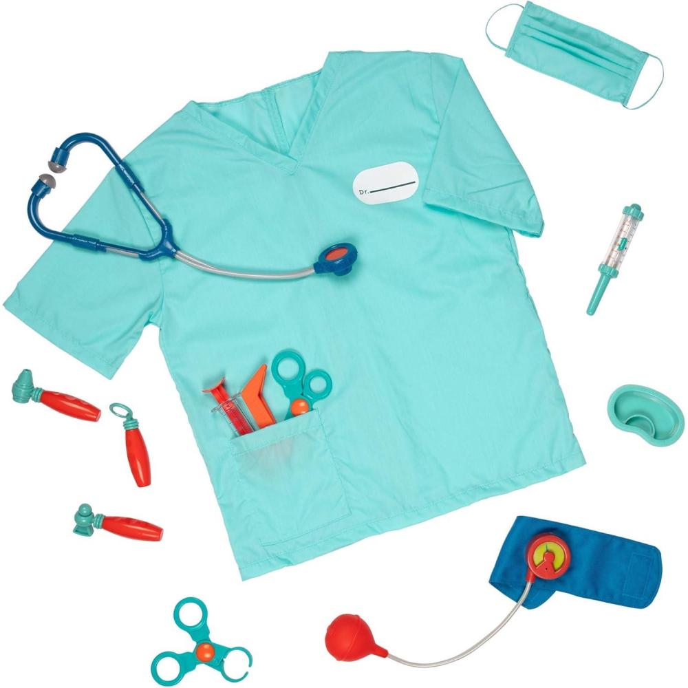 imageBattat  Doctor Kit For Kids  Kids Doctor Playset With Costume  11 Medical Tools With Mask ampamp Scrub Top  Toy Set For Pretend Play  3 Years Little Doctors Kit