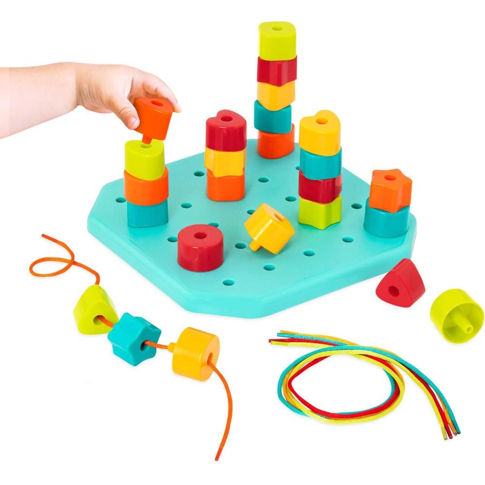 imageBattat  Nesting Sorter Set  19 Pieces Stacking Bucket Sort Set  10 Cups ampamp 8 Shapes  Educational ampamp Dexterity Toys  18 Months  Sort ampamp StackPeg Board