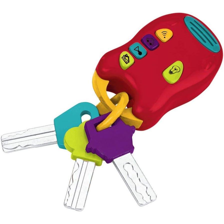 imageBattat  Toy Car Keys Set  3 Keys ampamp Remote With 4 Fun Sounds  Mini Flashlight  With Fob For Baby Toddler  10 Months Keys