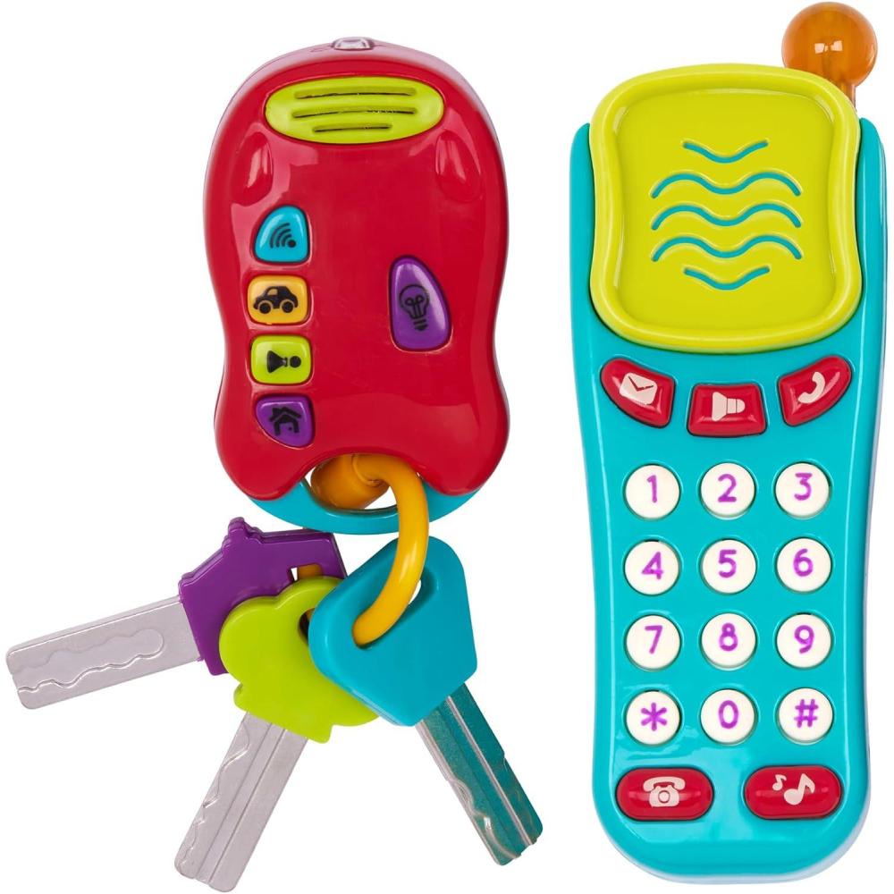imageBattat  Toy Car Keys Set  3 Keys ampamp Remote With 4 Fun Sounds  Mini Flashlight  With Fob For Baby Toddler  10 Months PhoneKeys