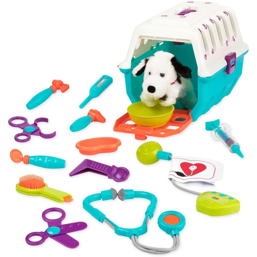 imageBattat  Veterinarian Toy Set with Plush Dalmatian Puppy ampamp Carrier  Complete 15 Pieces Kids Pretend Play Medical Kit with Stethoscope ampamp Tools  Educational ToddlerToys for Ages 2  4 Years3 Years