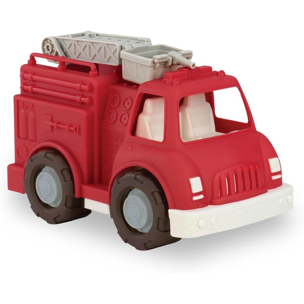 imageBattat  Wonder Wheels  3 Pieces Toy Truck Set  Dump Tow Cement Toy Construction Vehicles  Recyclable Materials  1 year  YellowFire Truck