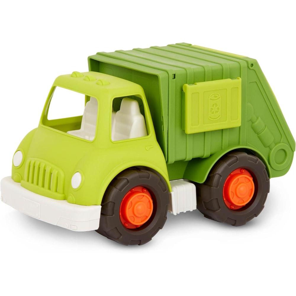 imageBattat  Wonder Wheels  3 Pieces Toy Truck Set  Dump Tow Cement Toy Construction Vehicles  Recyclable Materials  1 year  YellowGarbage Truck