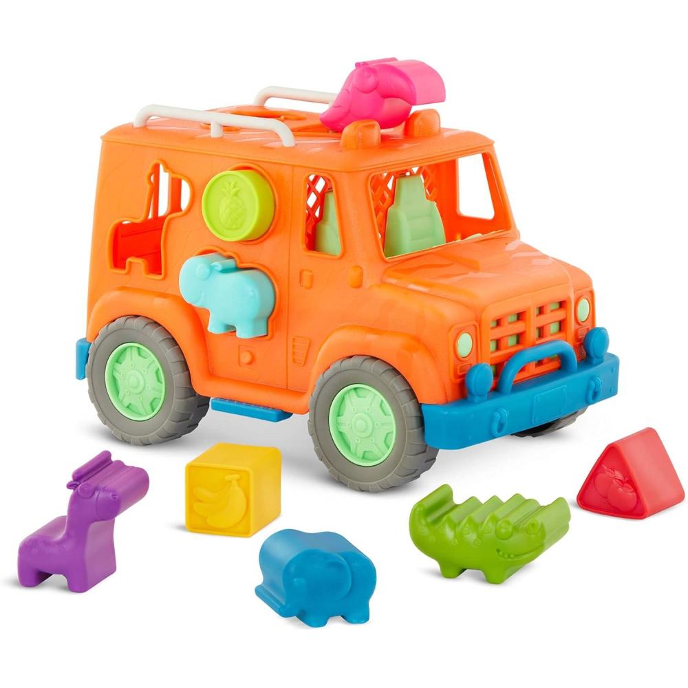 imageBattat  Wonder Wheels  Shape Sorter Toy Truck  9 Pieces Developmental Toy For Kids Toddlers  Animal ampamp Fruit Shapes  Recyclable Materials  Safari Shape Sorter Truck  1 Year