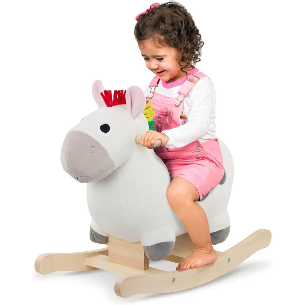 imageBattat  Zebra Rocking Horse  Wooden Rocker ampamp Plush Body  Active Play Toy  Sturdy ampamp Durable  12 Months  Rockin ZebraZebra