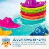 Battat – 10 Stackin’ Bath Boats – Numbered & Stackable Bathtime – Floating Toys For The Bath, Pool, Beach – Educational Toys – 6+ Months(Stacking Boats)