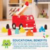 Battat – Building Blocks – 47 Pieces Brick Set – Colorful & Chunky Bricks – Unique Wheel Bricks – 12+ Months – Locbloc Red Builder’s Wagon(Fire Truck)