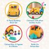 Battat – Building Blocks – 47 Pieces Brick Set – Colorful & Chunky Bricks – Unique Wheel Bricks – 12+ Months – Locbloc Red Builder’s Wagon(School Bus)