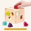 Battat – Shape Sorter For Toddlers, Kids Wooden Learning Cube 10 Colorful Wood Shapes With Numbers Count & Sort Cube 1 Year +
