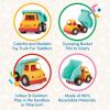 Battat – Wonder Wheels – 3 Pieces Toy Truck Set – Dump, Tow Cement– Toy Construction Vehicles – Recyclable Materials – 1 year +, Yellow(Dump Truck)