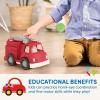 Battat – Wonder Wheels – 3 Pieces Toy Truck Set – Dump, Tow Cement– Toy Construction Vehicles – Recyclable Materials – 1 year +, Yellow(Fire Truck)