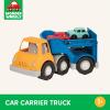 Battat – Wonder Wheels – Set of 6 Mini Toy Cars for Kids – Race Car, Truck, Taxi, Police, Retro, 4×4 – Pretend Play – Recyclable Materials – Mini Riders – 1 Year +(Car Carrier with 2 Cars)