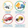 Battat – Wood Cars For Kids – 6 Pieces Toy Vehicle Set – Mini Rescue & Construction Vehicles – Toddler Truck Toys – 3+ Years– Wooden Vehicles Set 1(Set 2)