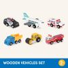 Battat – Wood Cars For Kids – 6 Pieces Toy Vehicle Set – Mini Rescue & Construction Vehicles – Toddler Truck Toys – 3+ Years– Wooden Vehicles Set 1(Set 2)