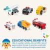 Battat – Wood Cars For Kids – 6 Pieces Toy Vehicle Set – Mini Rescue & Construction Vehicles – Toddler Truck Toys – 3+ Years– Wooden Vehicles Set 1(Set 2)