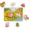 Battat – Wooden Number & Shapes Puzzle – Puzzle n’ Learn – Educational Toy for Kids – 2+ Years(Farm Animals)