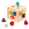 Battat – Shape Sorter For Toddlers, Kids Wooden Learning Cube 10 Colorful Wood Shapes With Numbers Count & Sort Cube 1 Year +