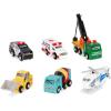 Battat – Wood Cars For Kids – 6 Pieces Toy Vehicle Set – Mini Rescue & Construction Vehicles – Toddler Truck Toys – 3+ Years– Wooden Vehicles Set 1(Set 1)