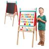 Battat – Wooden Art Easel for Kids with Magnetic Whiteboard & Chalkboard – Double-Sided Educational Toddler Toys with 61 Art Supplies, Adjustable Height & Paper Roll Holder – Creative Learning Station(Art Easel)