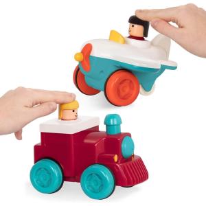 Battat – Car & Color Sorting Playset – Cause – And – Effect Toy – Push & Go Cars – Color – Coded Matching – 2+ Years – 3 – Car Garage, Red(Pump & Go)