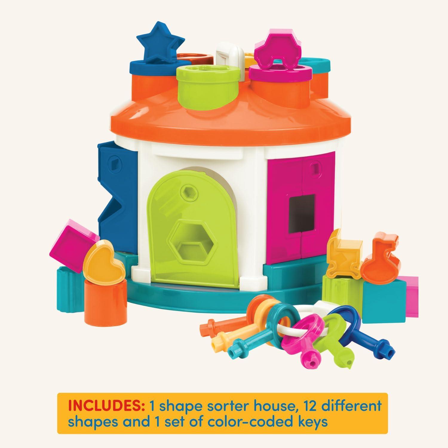 imageBattat  Shape ampamp Color Sorting Toy  Developmental Toy  Pattern Matching Game  Color  Coded Keys  2 Years  Shape Sorter House