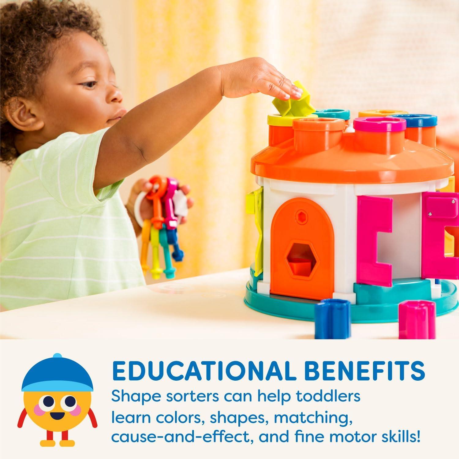 imageBattat  Shape ampamp Color Sorting Toy  Developmental Toy  Pattern Matching Game  Color  Coded Keys  2 Years  Shape Sorter House