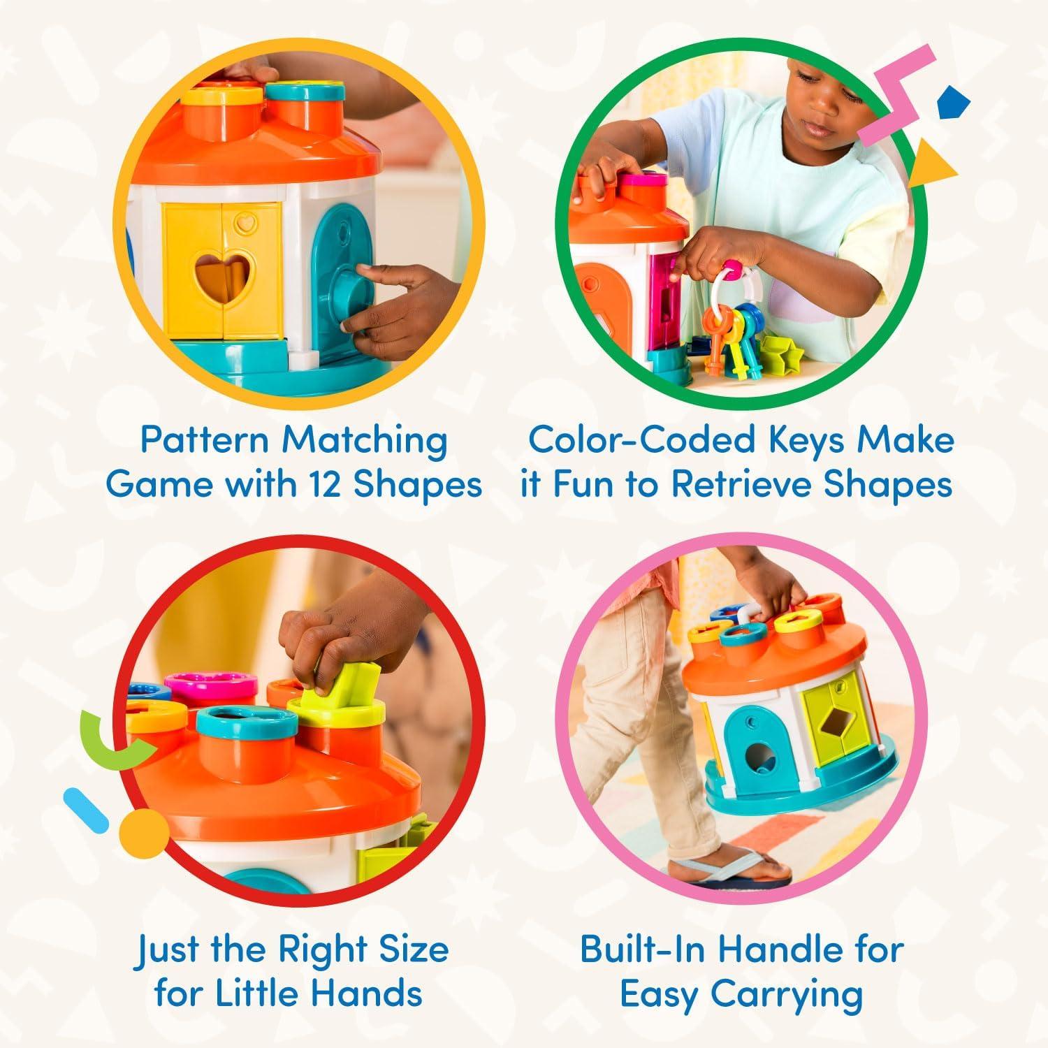 imageBattat  Shape ampamp Color Sorting Toy  Developmental Toy  Pattern Matching Game  Color  Coded Keys  2 Years  Shape Sorter House