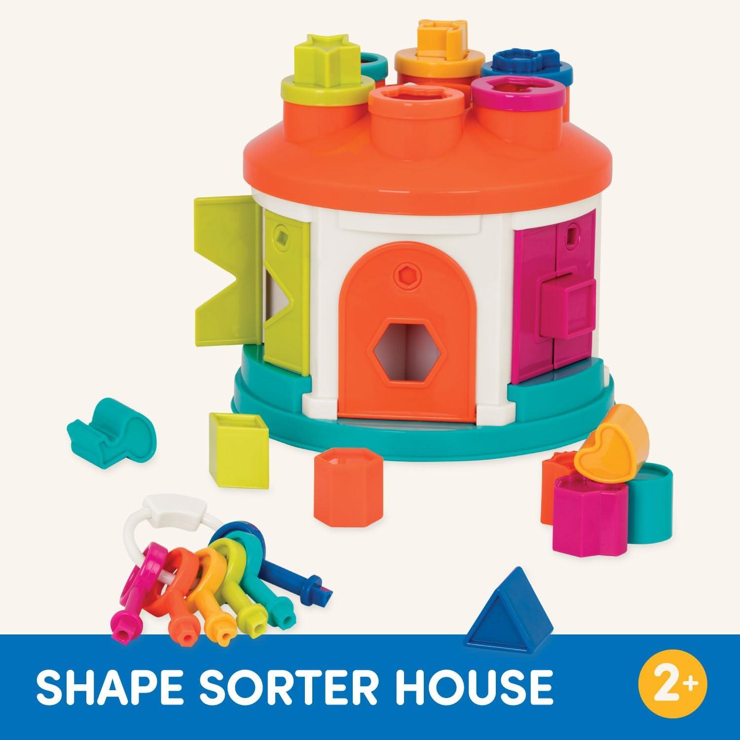 imageBattat  Shape ampamp Color Sorting Toy  Developmental Toy  Pattern Matching Game  Color  Coded Keys  2 Years  Shape Sorter House