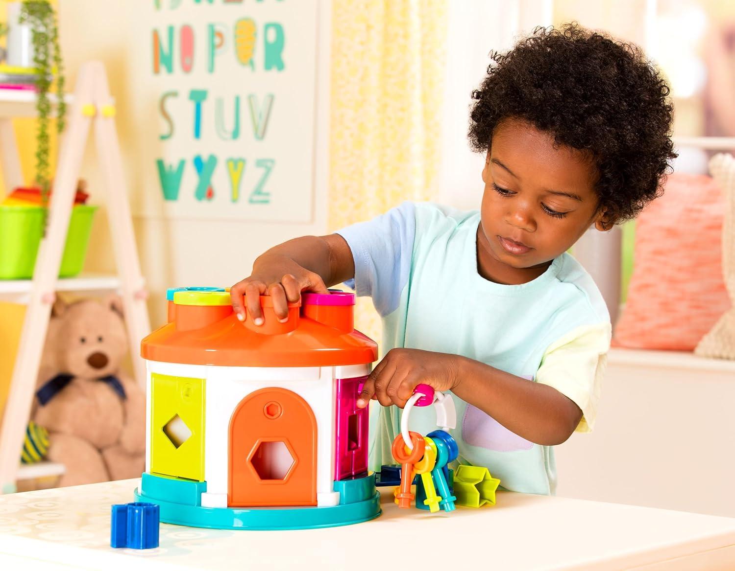 imageBattat  Shape ampamp Color Sorting Toy  Developmental Toy  Pattern Matching Game  Color  Coded Keys  2 Years  Shape Sorter House
