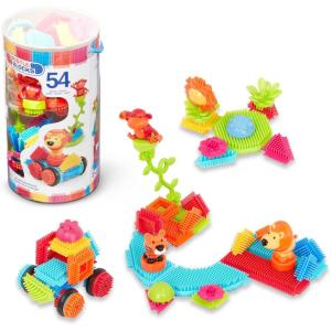 Battat – Bristle Blocks – STEM Interlocking Building Blocks – 54 Pieces Playset – Reusable Storage Bucket – Developmental Toys for Toddlers & Kids – Jungle Advetures – 2+ Years