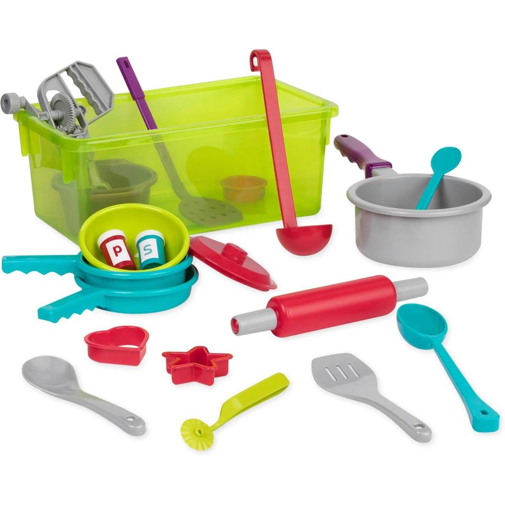 imageBattat  Pretend Cooking Set  Plastic Kitchen Toys  Play Dishes ampamp Utensils  Toddler Cooking Set  3 Years21 PiecesCooking Set  21 Pcs