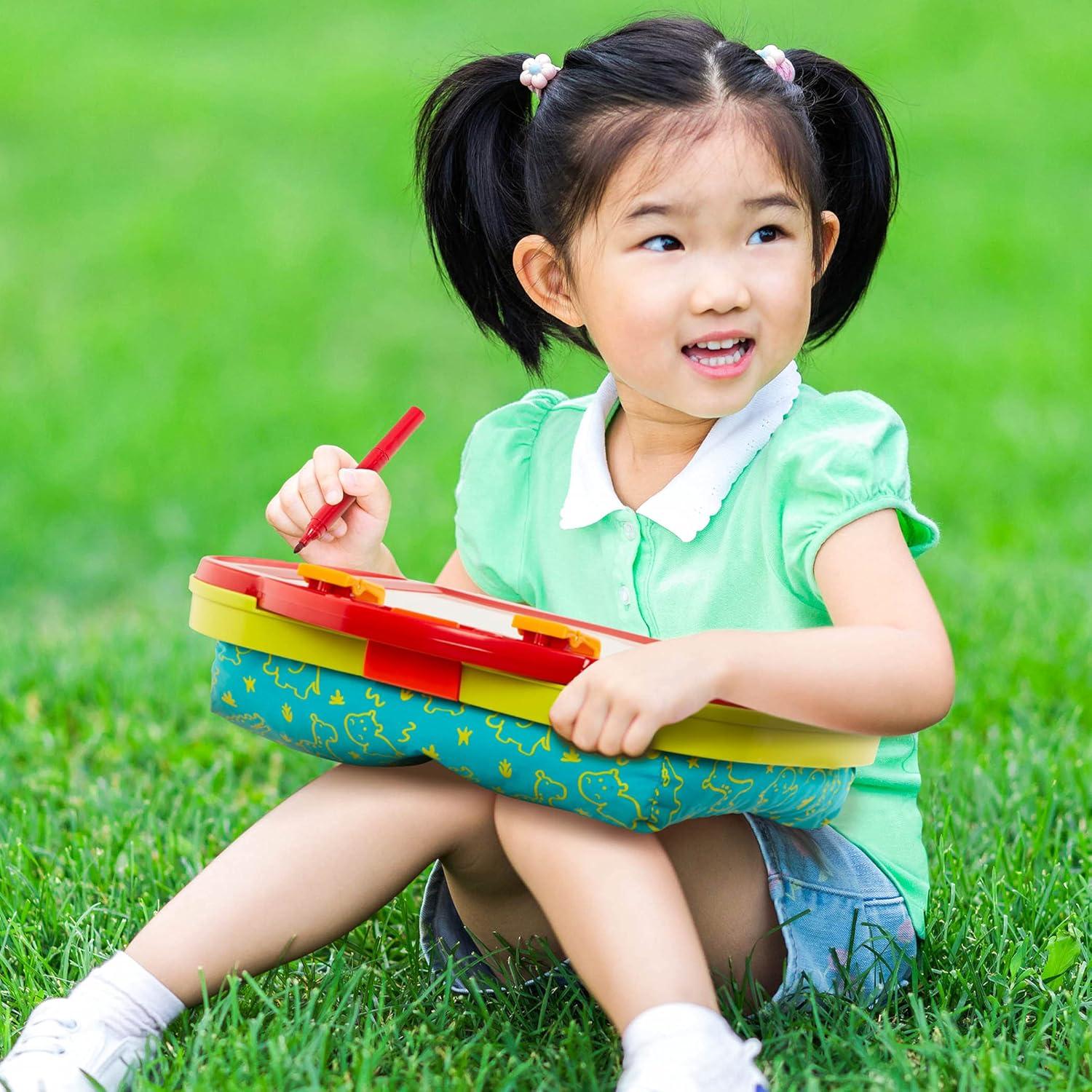 imageBattat  Lap Drawing Board  Portable Drawing Pad For Kids  Doodle Pad  4 Color Markers  2 Years   Lap Drawing Board