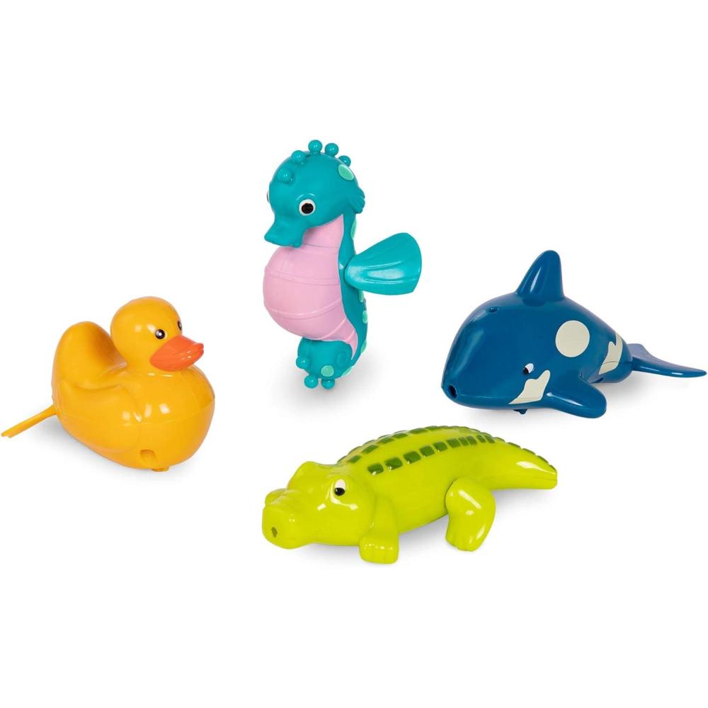 imageBattat  Paddling Bath Toys  4  Pack Tub Animals for Bathtime  Water ampamp Beach  2 Years  Wind  Up Tubbies  Seahorse Crocodile Duck WhaleTheme 2