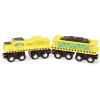 Battat – Wooden Trains – Toddler Railroad Set – Trains in Yellow, Orange and Black – Magnetic Train Engines & Cars – 3 Years + – Wooden Locomotives & Freight Cars