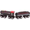 Battat – Wooden Trains – Toddler Railroad Set – Trains in Yellow, Orange and Black – Magnetic Train Engines & Cars – 3 Years + – Wooden Locomotives & Freight Cars