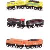 Battat – Wooden Trains – Toddler Railroad Set – Trains in Yellow, Orange and Black – Magnetic Train Engines & Cars – 3 Years + – Wooden Locomotives & Freight Cars