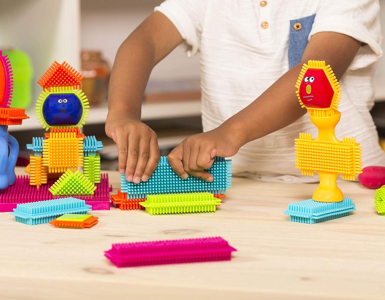 image:imageBattat Bristle Blocks STEM Interlocking Building Blocks 76 Pieces Playset Reusable Storage Bin Developmental Toys for Toddlers amp Kids Twist and Turn Bristles 2 Years