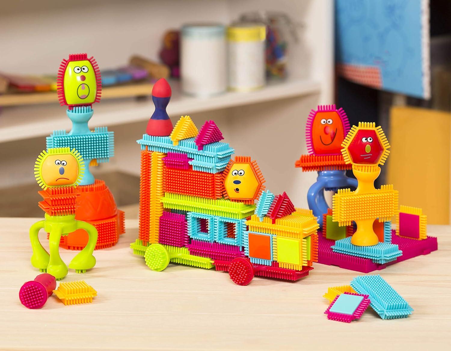 image:imageBattat Bristle Blocks STEM Interlocking Building Blocks 76 Pieces Playset Reusable Storage Bin Developmental Toys for Toddlers amp Kids Twist and Turn Bristles 2 Years
