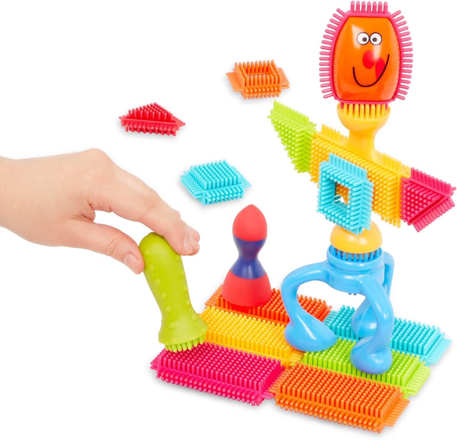 image:imageBattat Bristle Blocks STEM Interlocking Building Blocks 76 pc Playset Reusable Storage Bucket Developmental Toys for Toddlers amp Kids Twist and Turn Bristles 2 Years