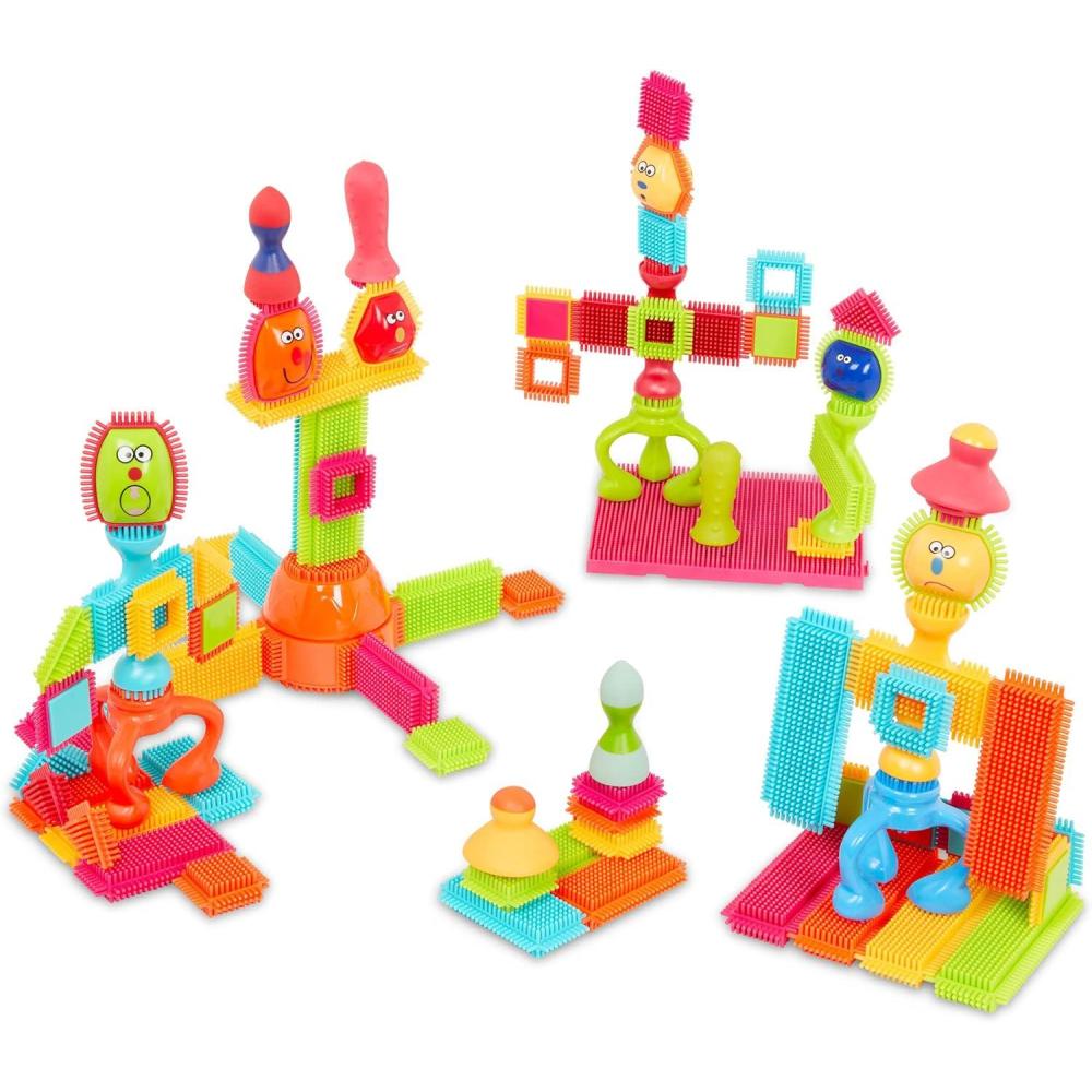 image:imageBattat Bristle Blocks STEM Interlocking Building Blocks 76 pc Playset Reusable Storage Bucket Developmental Toys for Toddlers amp Kids Twist and Turn Bristles 2 Years