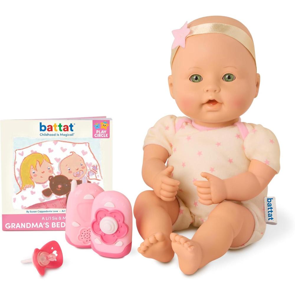 image:imageBaby Sweetheart by Battat  Feeding Time 12Inch Doll for Newborn with Soft Body amp Easy  to  Read Story Book and AccessoriesBed Time