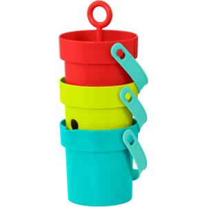 Battat – Play Buckets Set – 3 Fun Buckets – Bath & Beach Toys for Toddlers – Removable Bottom, Magnifying Glass, Pouring Hole – 18 Months + – Play Buckets