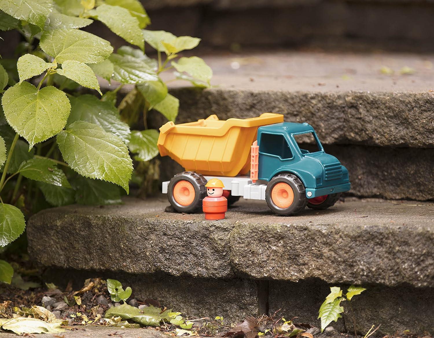 imageBattat CamionBenne Camion Benne Jouet avec conducteur Camions Classiques pour ToutPetits Jouet de Construction pour Enfants Roues en Caoutchouc Souple 18 Mois et Camion benne